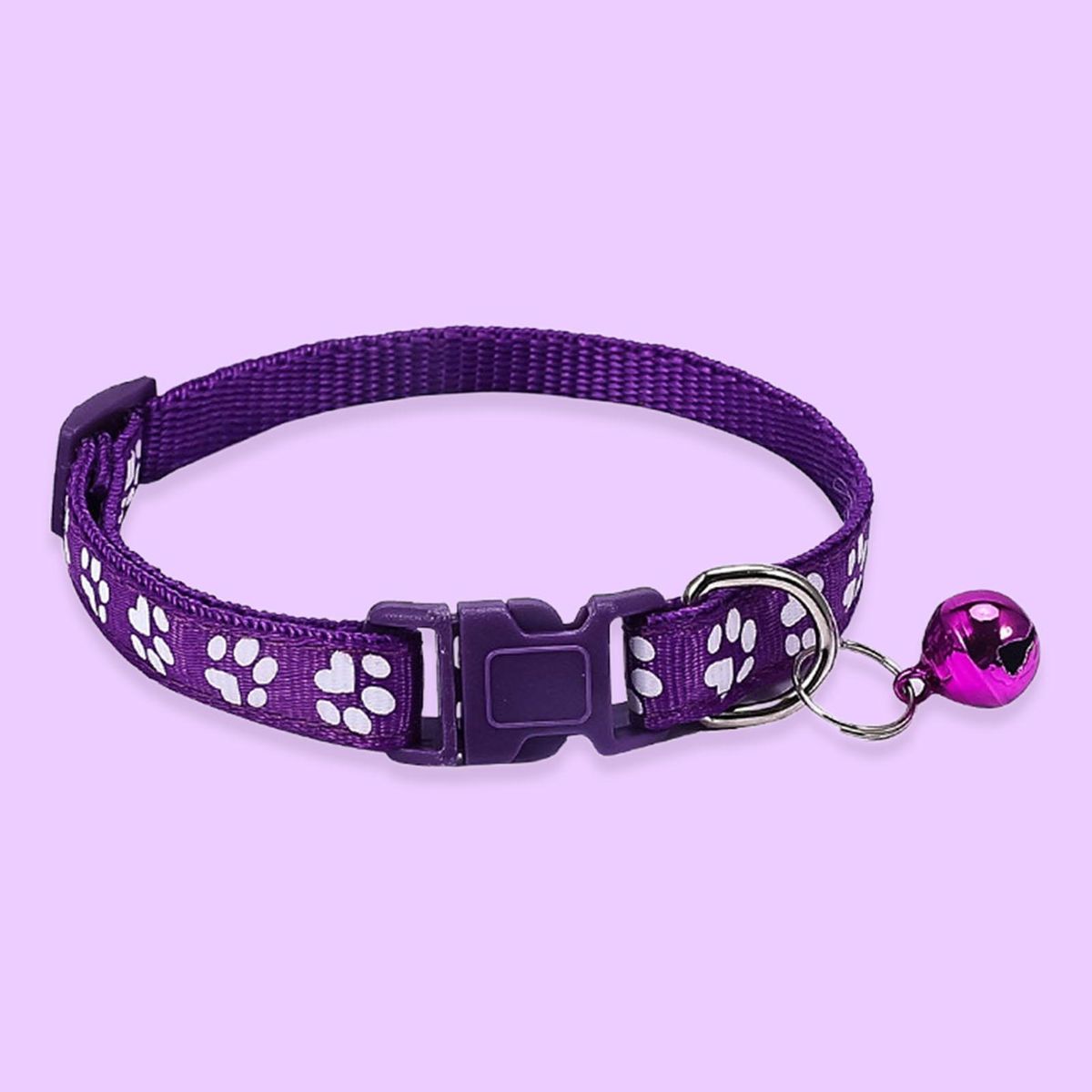 2Pcs Dog Neck Strap Paw Pattern Pet Cat Dog Collar Strap Purple