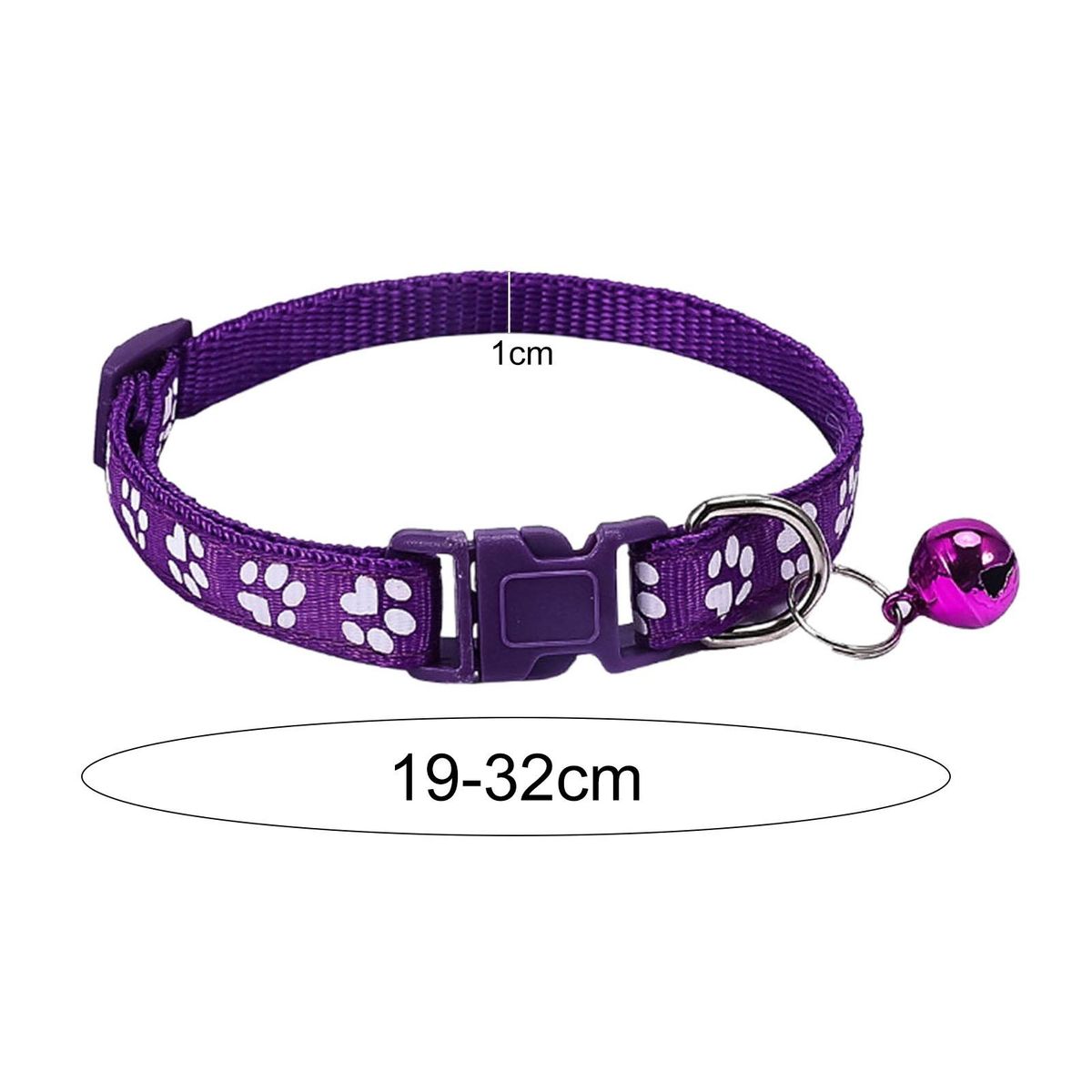 2Pcs Dog Neck Strap Paw Pattern Pet Cat Dog Collar Strap Purple