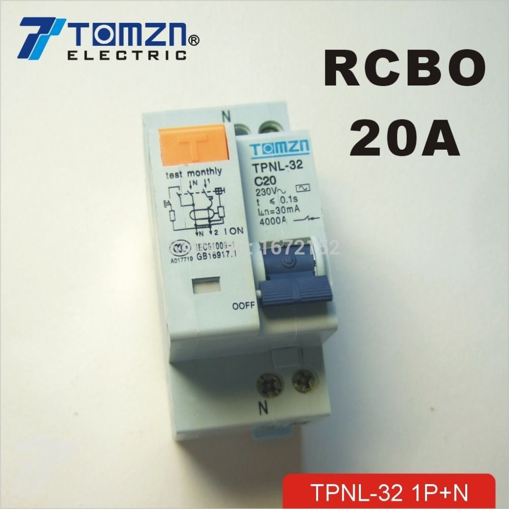 DPNL 20A Residual 50HZ Circuit 1P+N 230V~ 60HZ Current