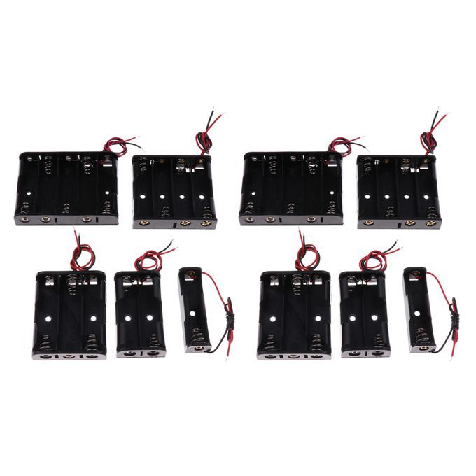10Pack Battery Holder Case Box Black With Wire Leads Can Contain AA