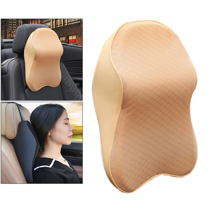 Car Neck Cushion Neck Pillow Headrest Cushion Lumbar Support Beige S