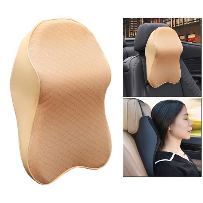 Car Neck Cushion Neck Pillow Headrest Cushion Lumbar Support Beige S