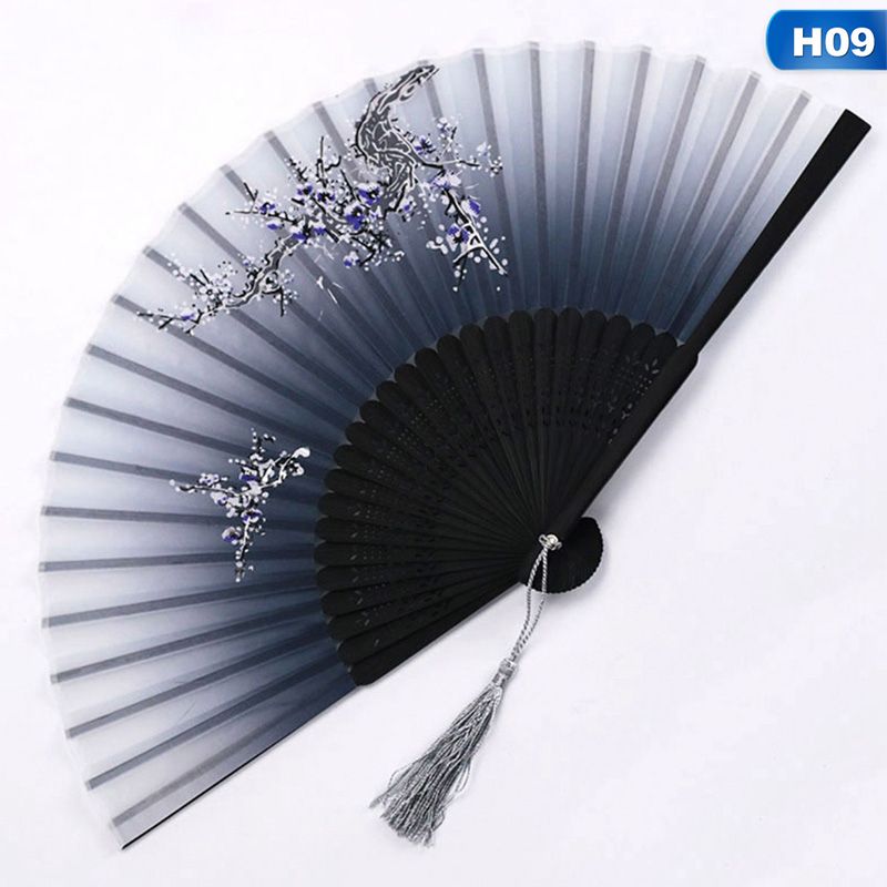 Bamboo Ancient Student Cloth Folding Gradient Hand Banquet Held Fans Folding Gift Fan Wind Fan Gift Chinese For Wedding