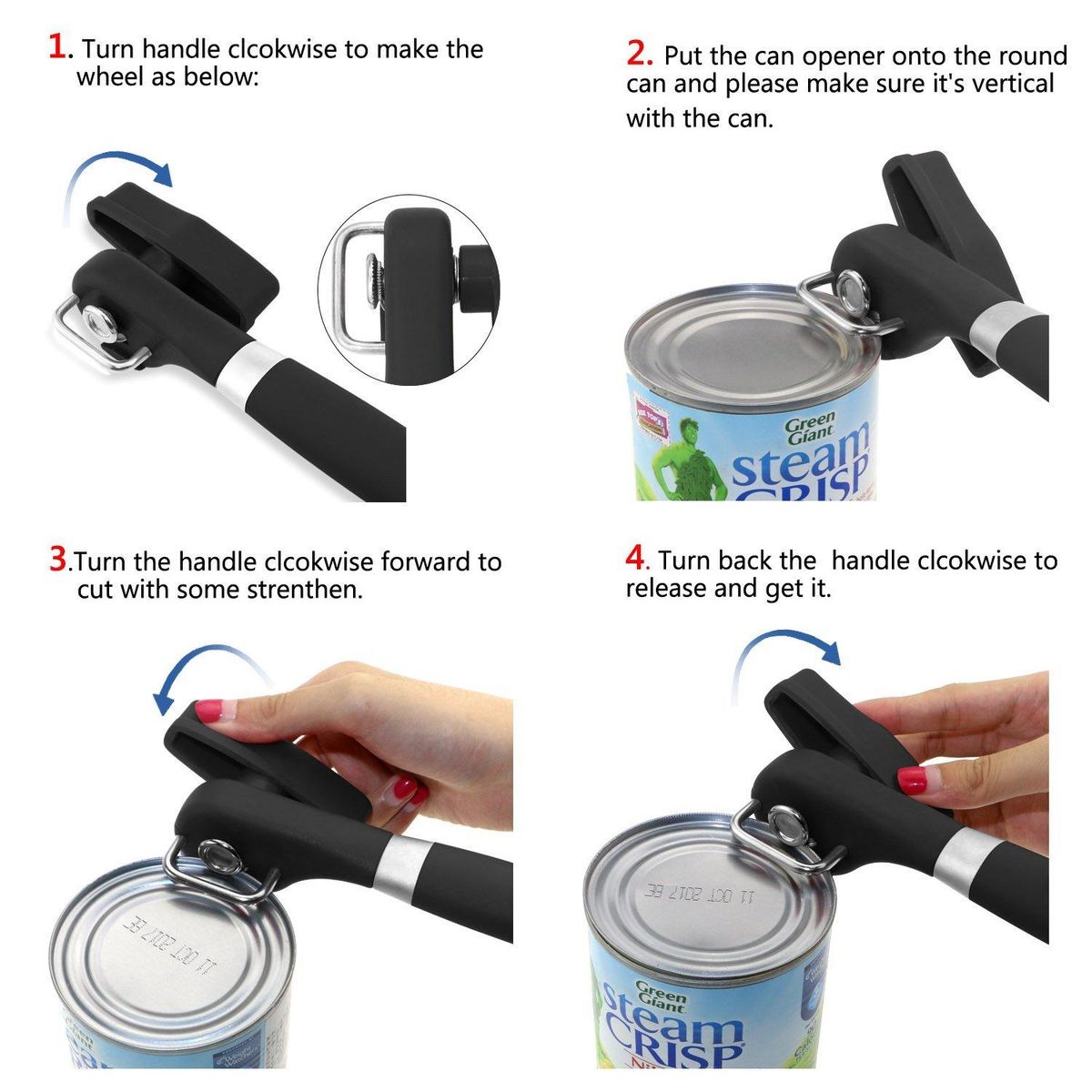 EsoGoal Stainless Steel Can Opener Smooth Edge Handy Turn