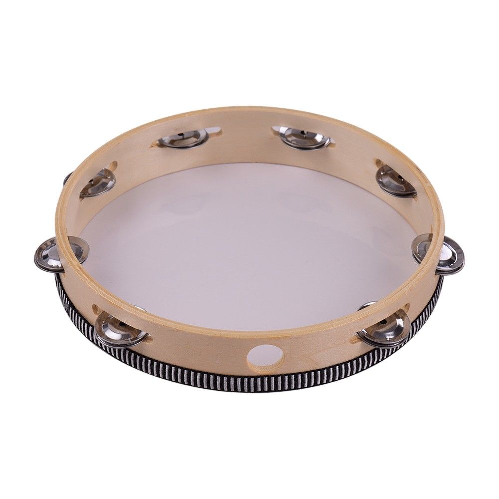 10 Inch Wooden Rdiant Tambourine Handbell Hand Drum With