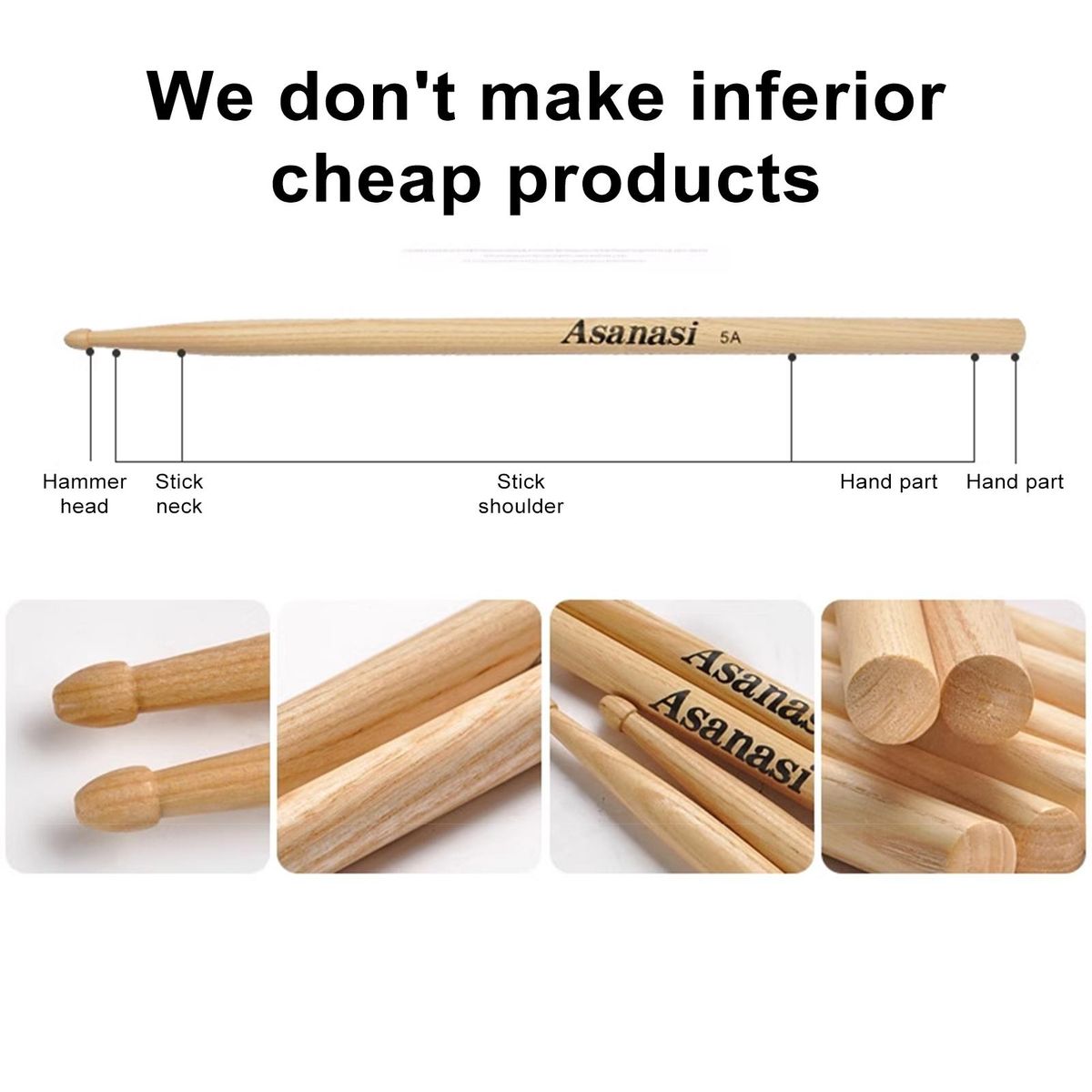 Durable Drum Sticks Ultralight Drop-shaped Drumsticks for Professional 5A