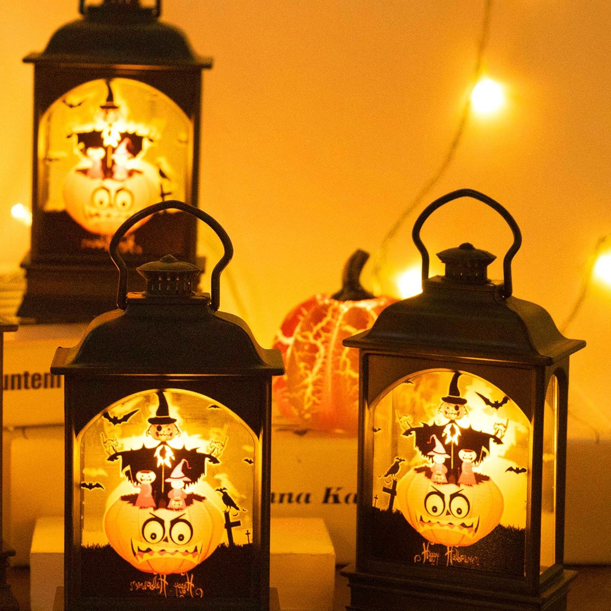 LEDs Pumkins Design Handheld Lantern Night Light Decorative Beside Lamp Constant Bright Effects Cell Powered Operated Warm White for Halloweens Festival Home Party Decoration Deco Theme Restaurant Gift Present