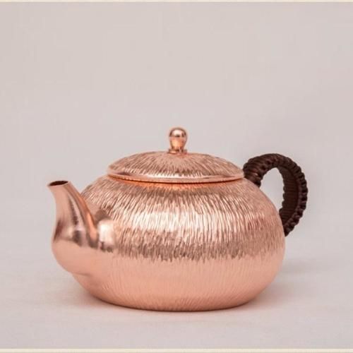 650ml Copper Pot Copper Thickening Water Boiled Teapot Pure Copper Teapot Health Boiling Water Pot Handmade Red Copper Tea Set