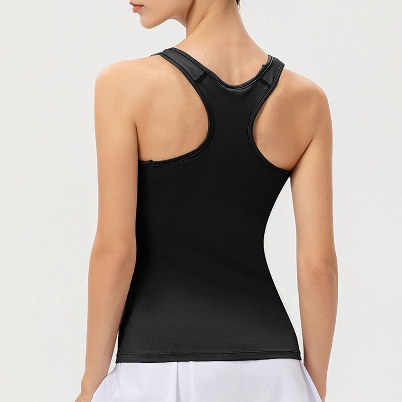 Women Workout Tops Yoga Running Sleeveless Gym Tank Sport Vest（Black）