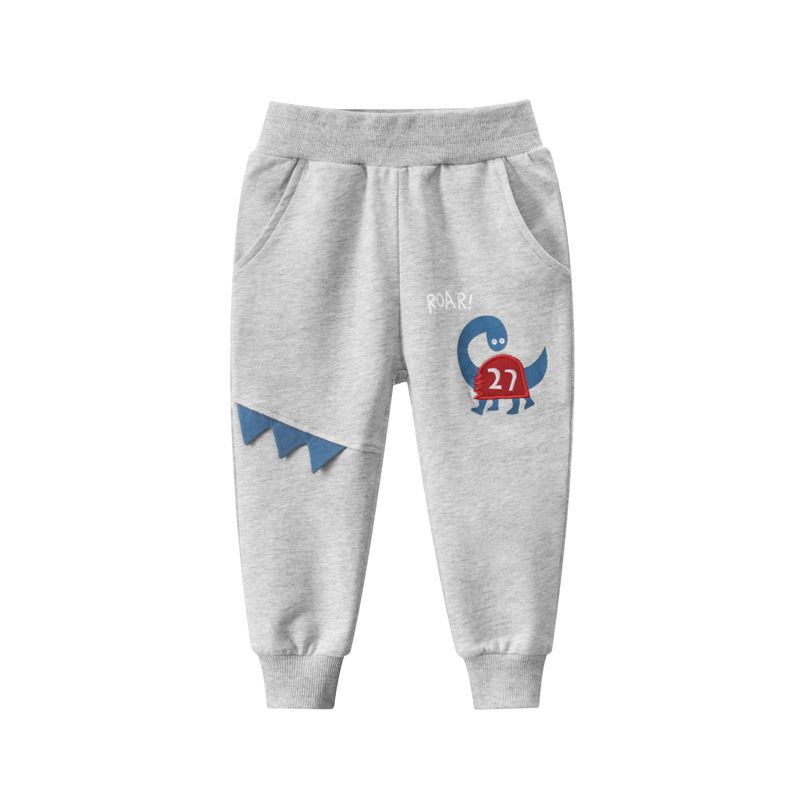 100% Cotton Kids Boys Casual Dinosaur Pants-Blue