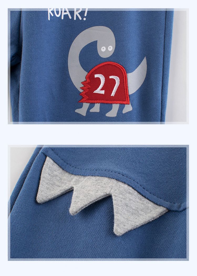 100% Cotton Kids Boys Casual Dinosaur Pants-Blue