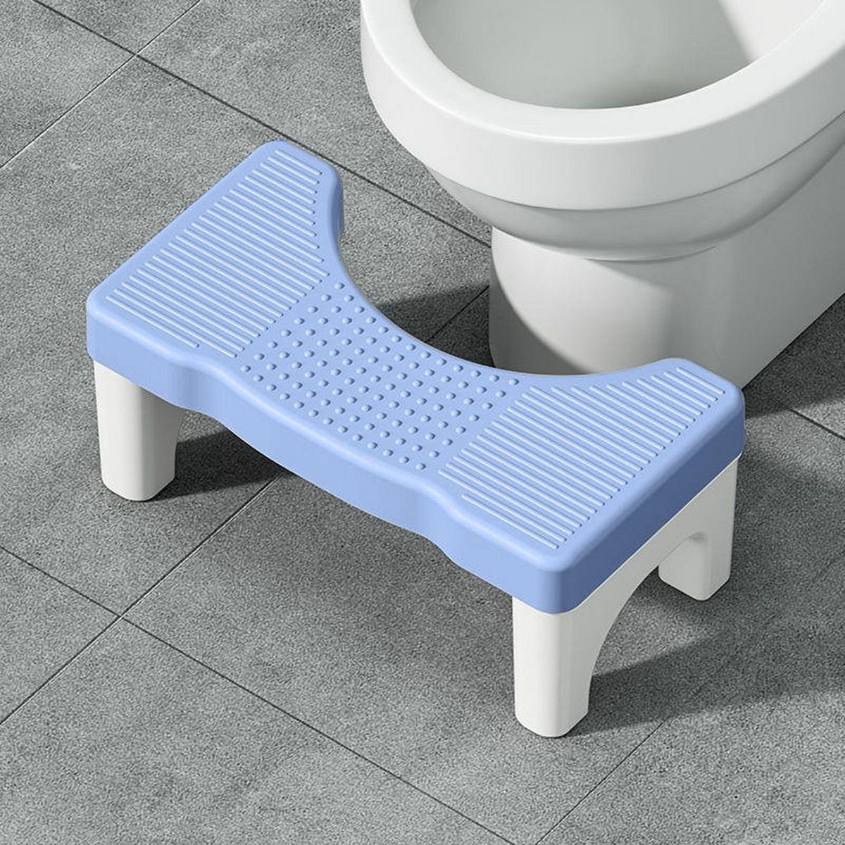 Non-slip Toilet Footstool Squatease Portable Non-slip Toilet for Ages Blue White