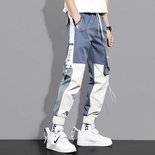 Cargo Combat Pant Joggers With Buckle Casual Pants - Blue