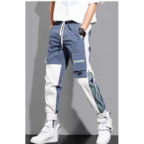 Cargo Combat Pant Joggers With Buckle Casual Pants - Blue