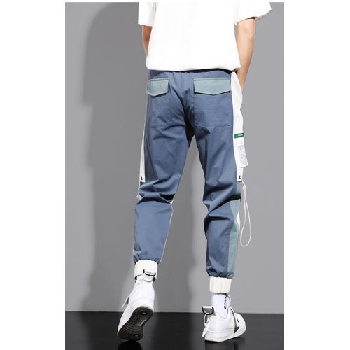 Cargo Combat Pant Joggers With Buckle Casual Pants - Blue