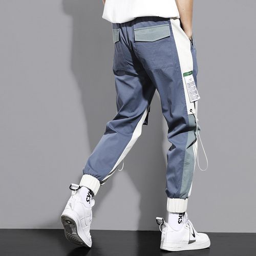 Cargo Combat Pant Joggers With Buckle Casual Pants - Blue