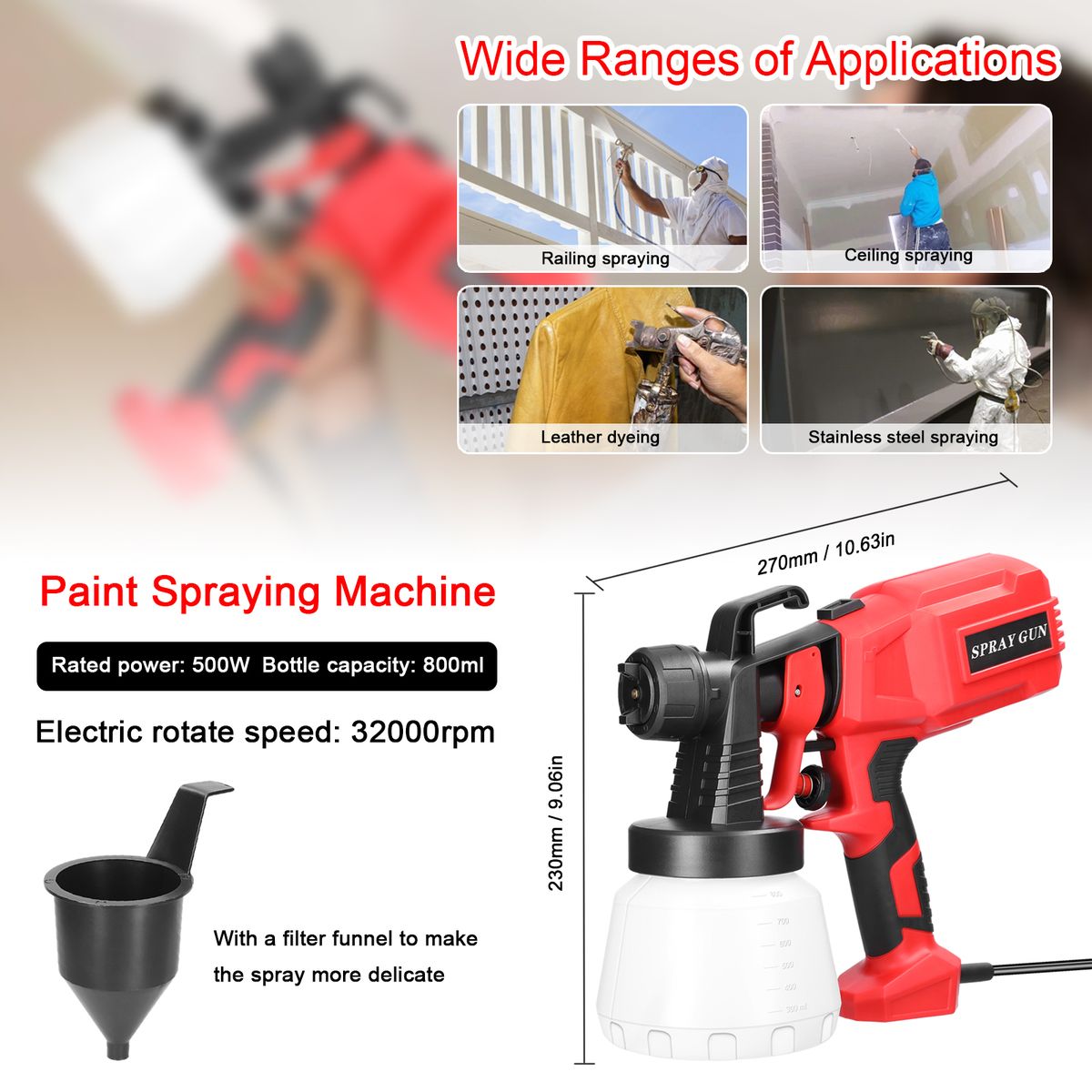Electric Paint Spraying Machine 800ml Large Capacity Paint