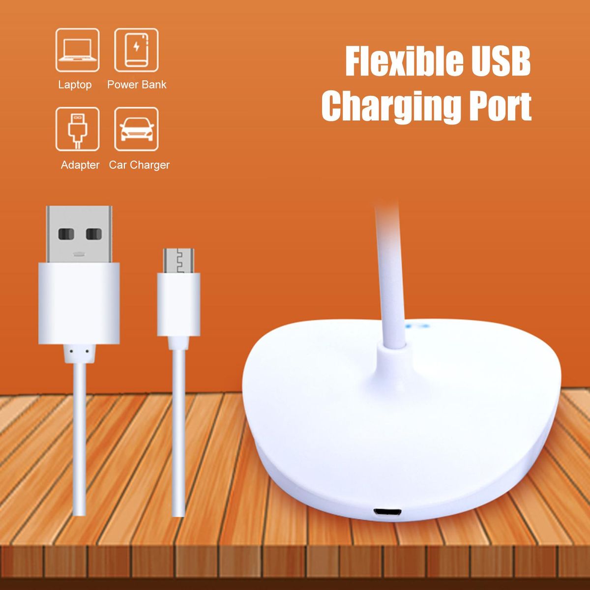 D C5V 4W 14LEDs Table Light Desk Lamp Beside Lamp Sensitive Touching Control USB Operated Flexible Bendable Tube Design/ Built-in 300mAh Rechargeable Cell for Bedroom Living Room Reading Studying Present Gift Portable