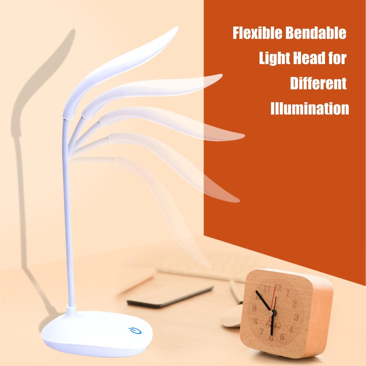 D C5V 4W 14LEDs Table Light Desk Lamp Beside Lamp Sensitive Touching Control USB Operated Flexible Bendable Tube Design/ Built-in 300mAh Rechargeable Cell for Bedroom Living Room Reading Studying Present Gift Portable