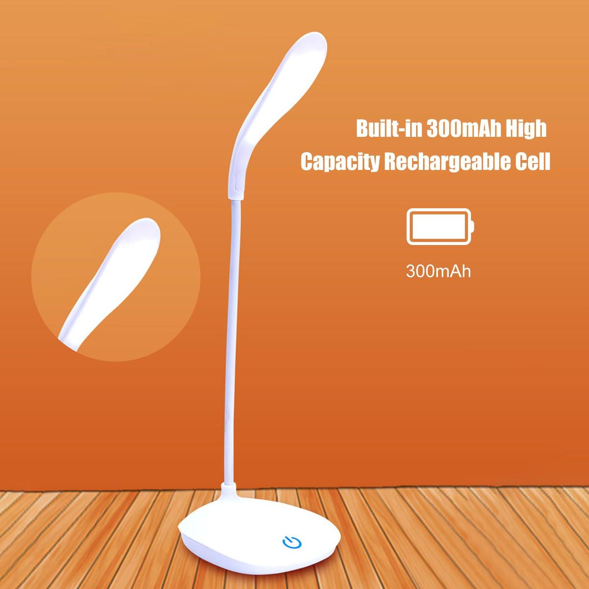D C5V 4W 14LEDs Table Light Desk Lamp Beside Lamp Sensitive Touching Control USB Operated Flexible Bendable Tube Design/ Built-in 300mAh Rechargeable Cell for Bedroom Living Room Reading Studying Present Gift Portable
