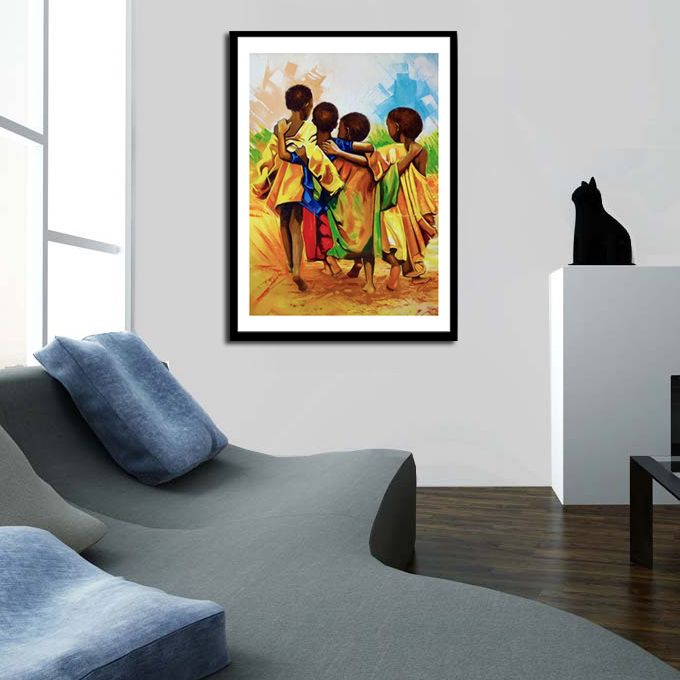 Little Friends Abstract Drawing Wall Frame