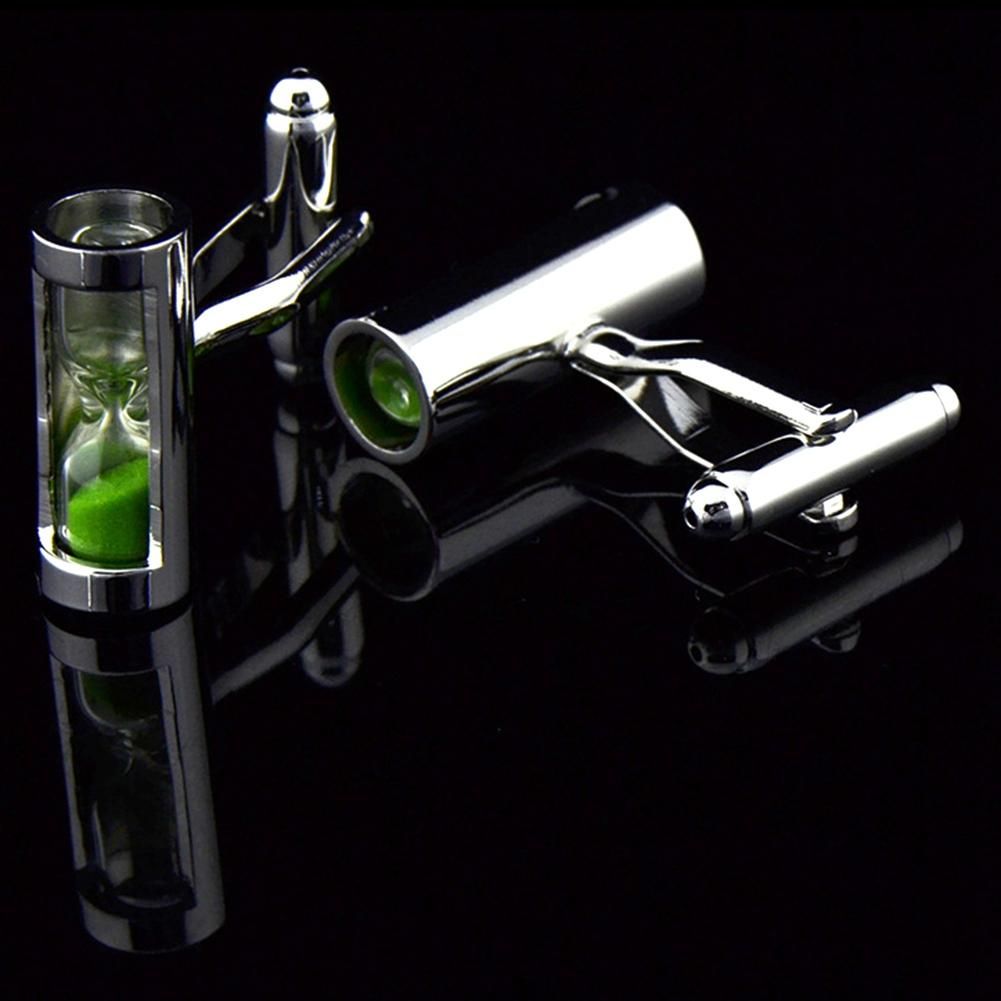 Novelty Green Hourglass Cufflinks for Mens Shirt