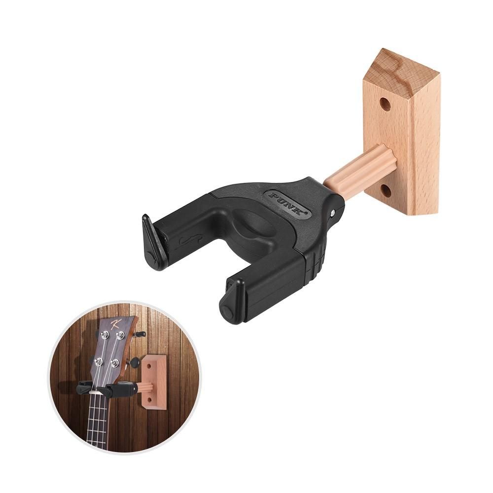Wall Mount Ukelele Ukulele Uke Hanger Hook Holder Keeper Auto Grip System Rubber Cushion Wood Base
