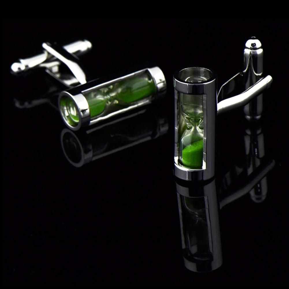 Novelty Green Hourglass Cufflinks for Mens Shirt Cuff