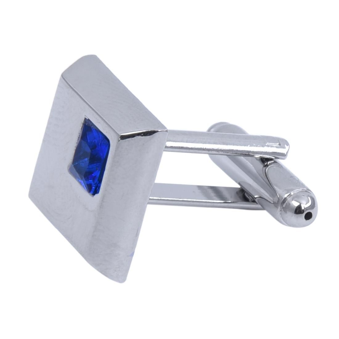 Pair Cuff on Cufflink Crystal Blue Square Shirt Jewel