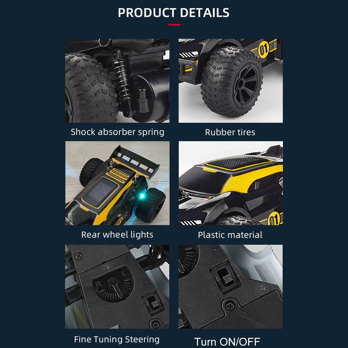 RC Race Car Remote Control Car Off-Road Racing Vehicle Toy Yellow