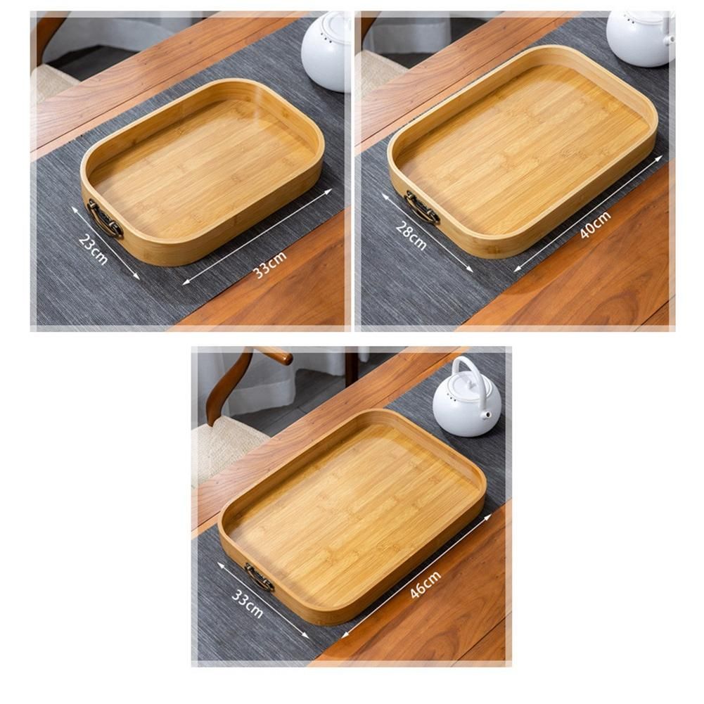 Bamboo Rectangle Serving Tray with Handles Steak Fruit