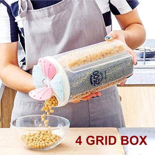 Cylindrical Cereal Container With 4 Sections  - 2500ml