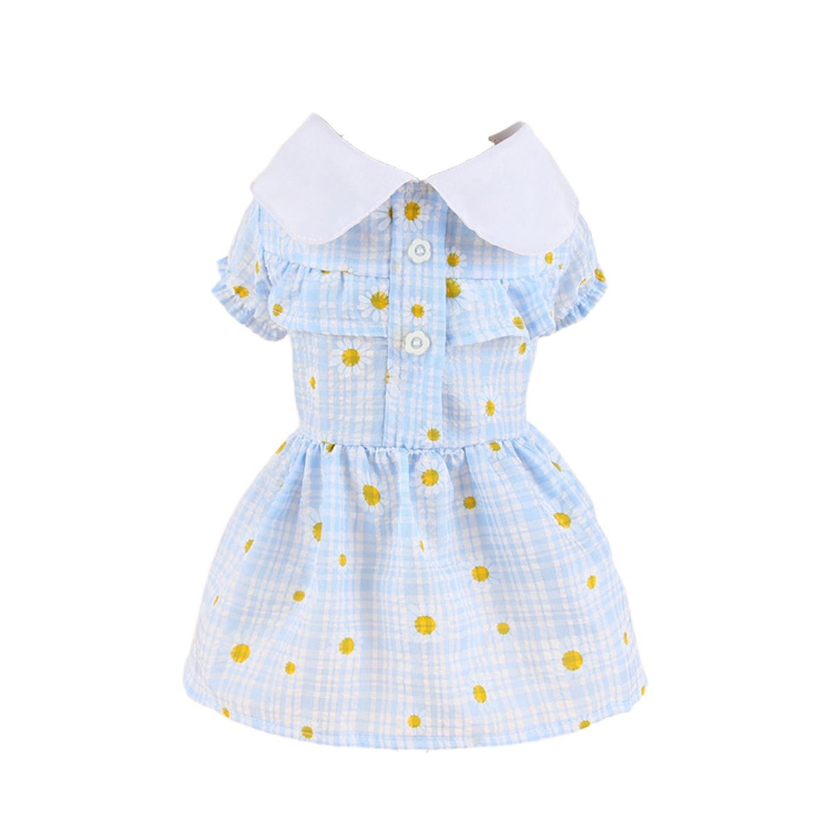Pet Clothes Button Closure Puppy Apparel Light Blue