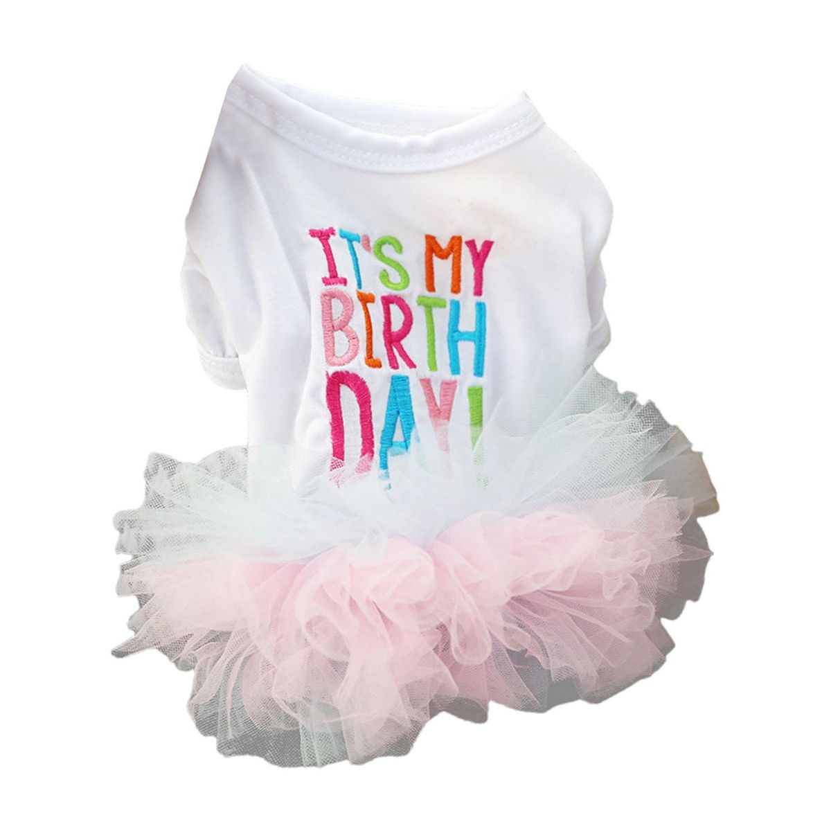 Dog Ballet Dress Letter Printing Pet Puppy Dog Mesh Tulle Dress White