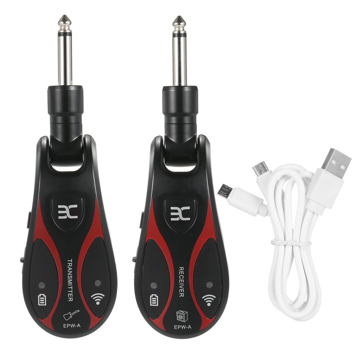 ENO EPW-A Guitar Wireless System Rechargeable Audio Transmitter and Receiver UHF 6.35mm Plug for Electric Bass Guitar Amplifier Accessories