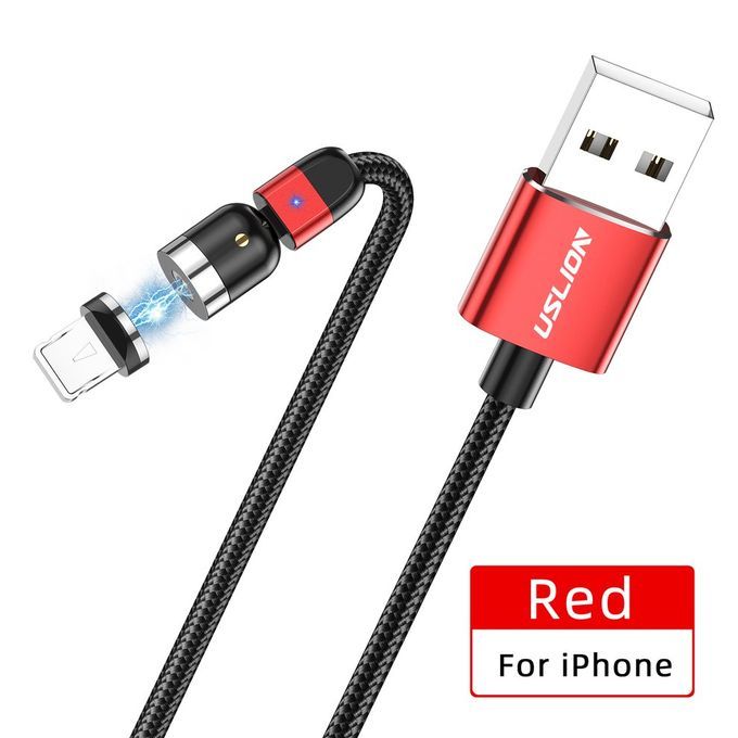Double 360-degree Magneti   Able Magneti  Su Tion USB  Harging  Able 3-head Flash  Harging Data  Able For Android Type- -red.5M Cable + For IPhone Head
