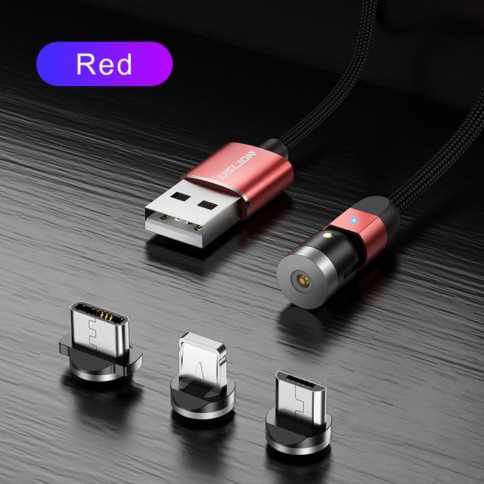 Double 360-degree Magneti   Able Magneti  Su Tion USB  Harging  Able 3-head Flash  Harging Data  Able For Android Type- -red.5M Cable + For IPhone Head