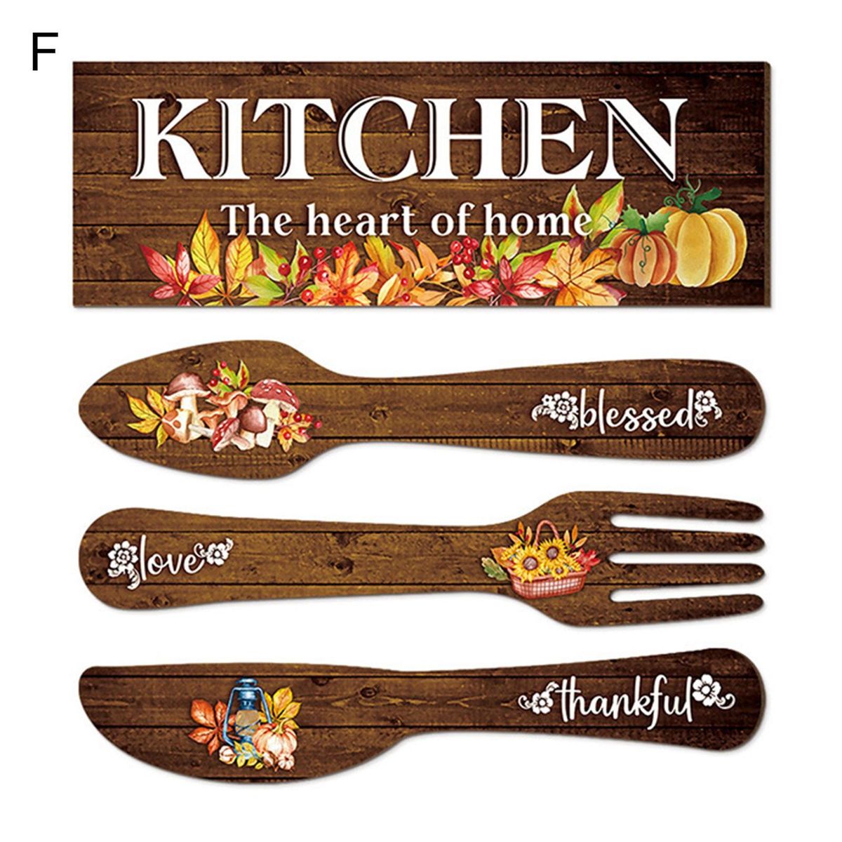 Rustic Summer Kitchen Wall Decor Set Blessed Thankful Eat Wooden Signs