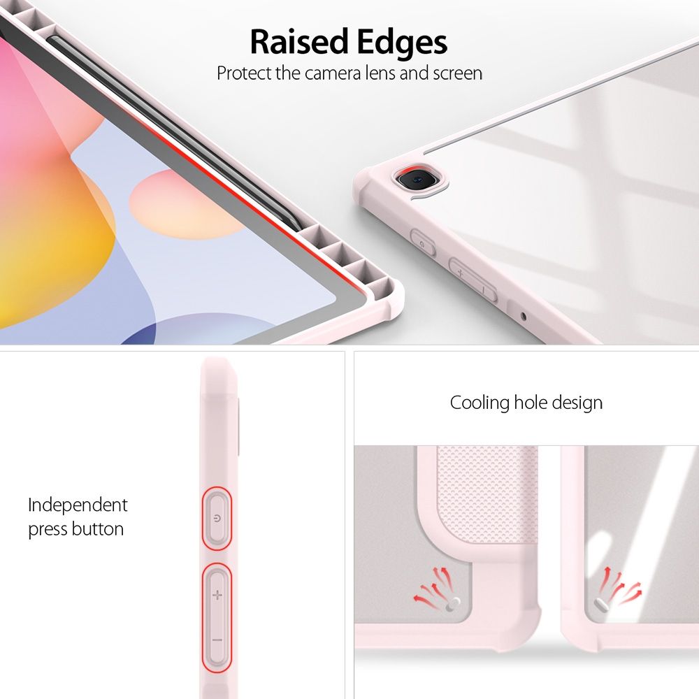 For Samsung Galaxy Tab S6 Lite P610/P615 DUX DUCIS TOBY Series Antiskid PU Leather + PC + TPU Horizontal Flip Case With Holder & Pen Slot & Sleep / Wake-up Function(Pink)