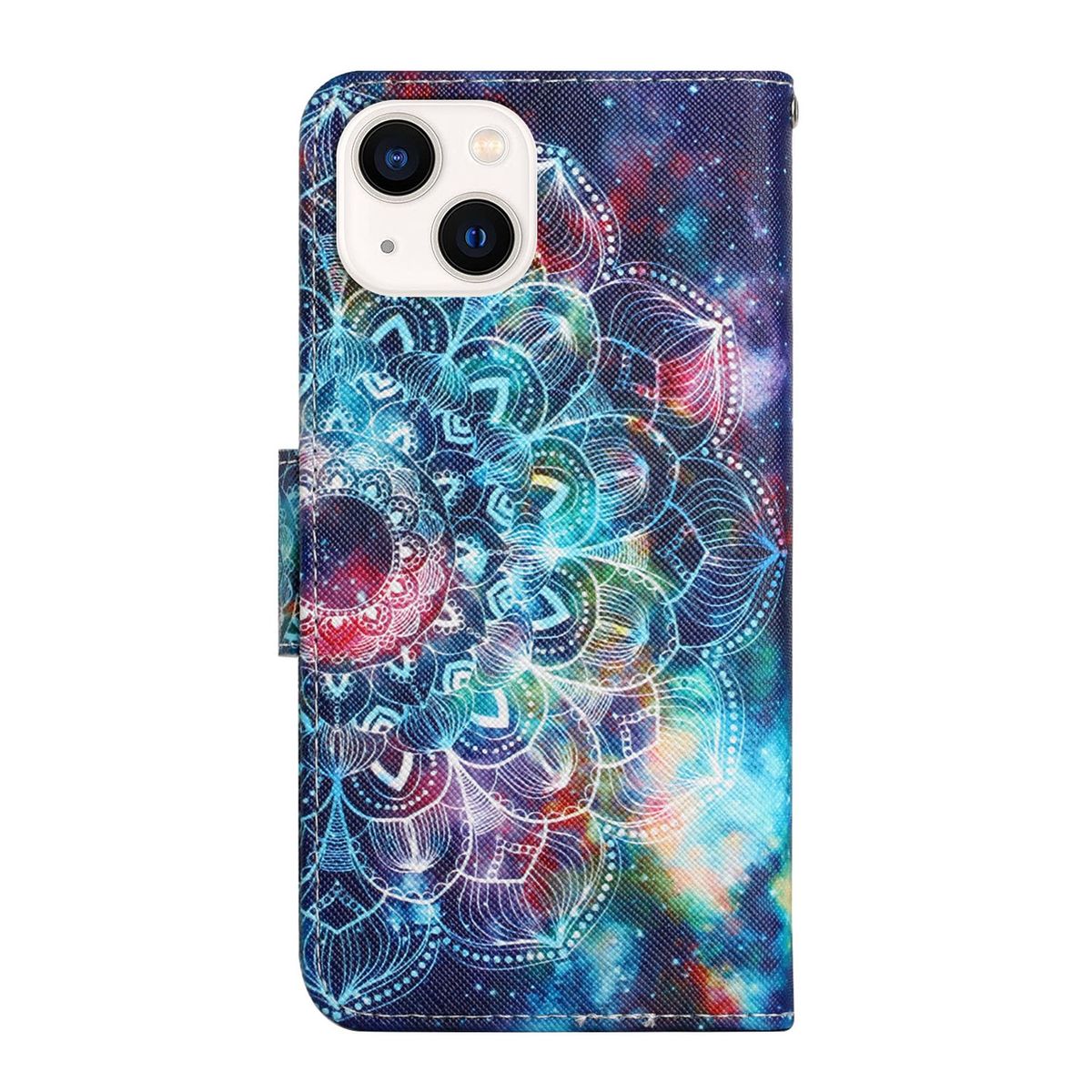For IPhone 14 3D Colored Drawing Flip Leather Phone Case ((Star Mandala)
