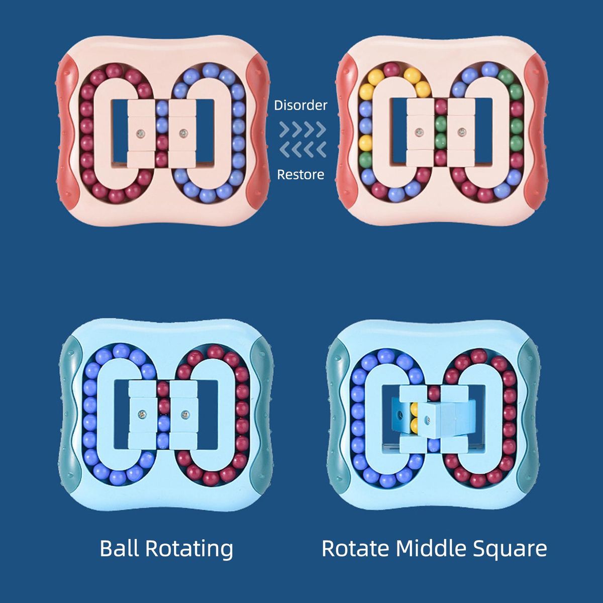 Decompression Square Rotating Small Beads Anxiety Stress Relief Educational Puzzle Game Gift for  Exercise Brain Logical Thinking