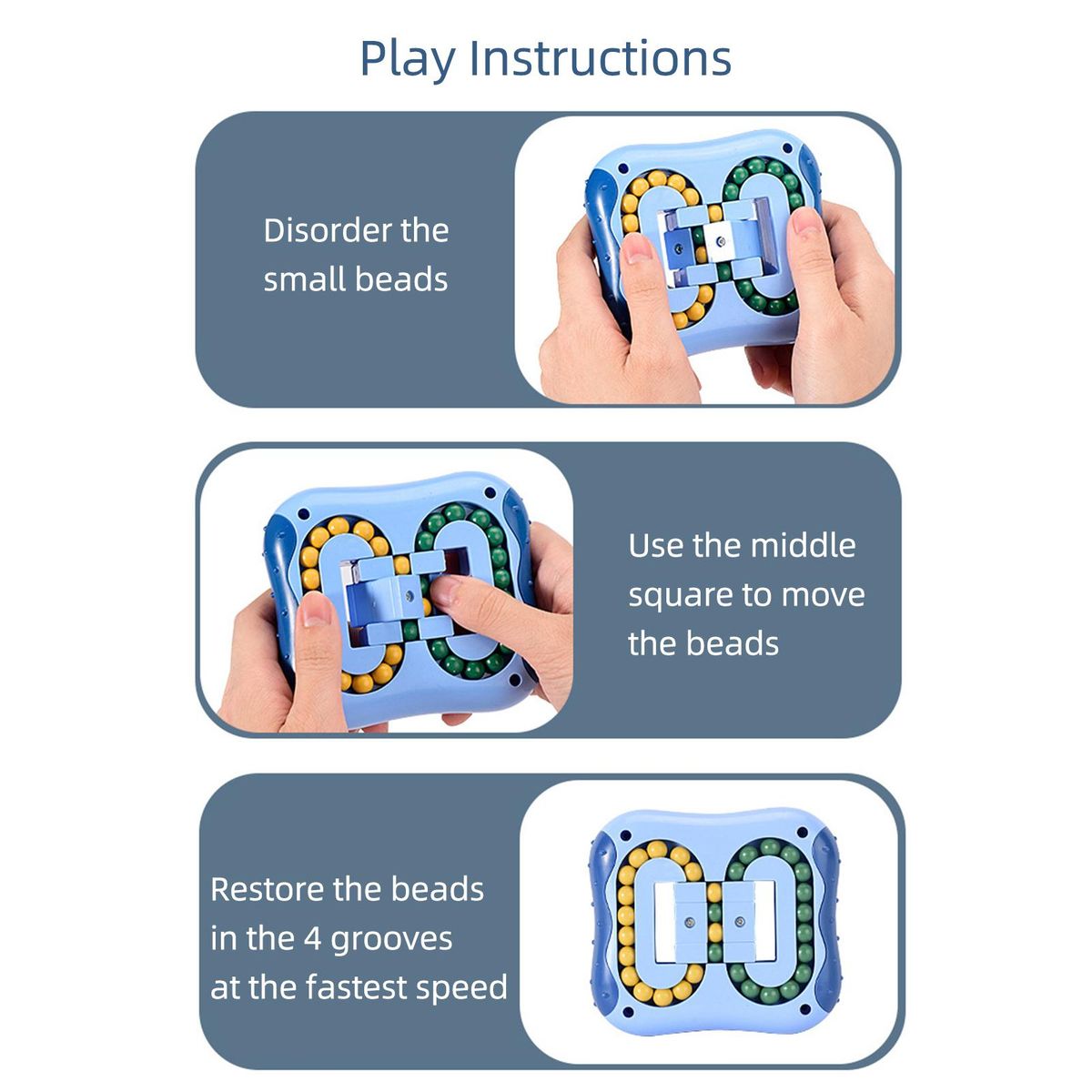 Decompression Square Rotating Small Beads Anxiety Stress Relief Educational Puzzle Game Gift for  Exercise Brain Logical Thinking