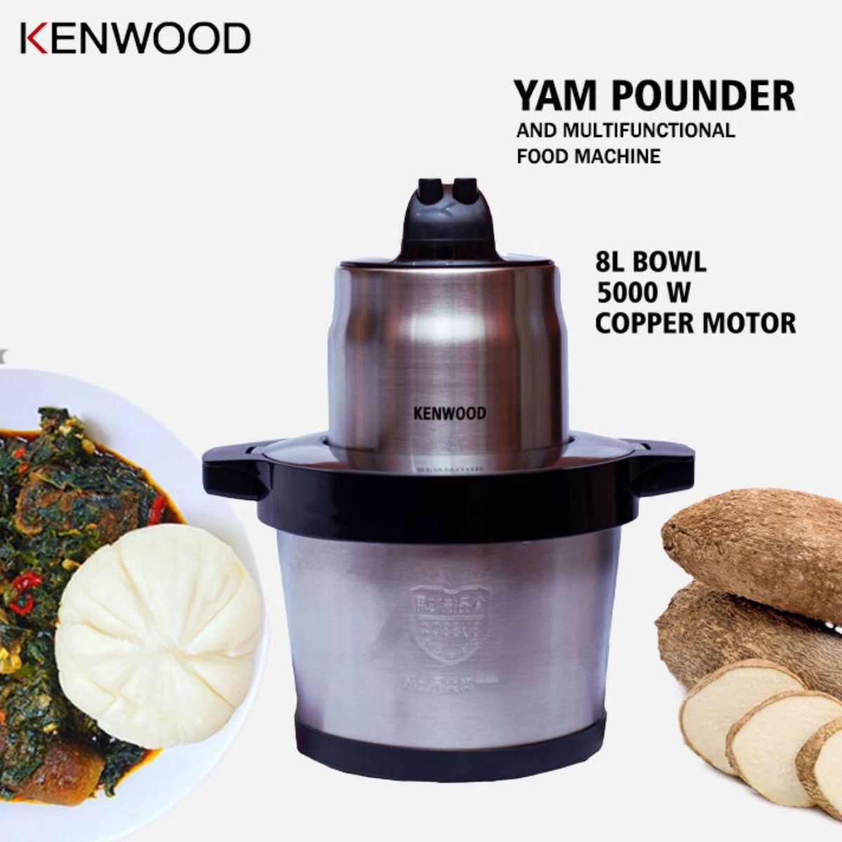 8.0L FOOD PROCESSOR AND YAM POUNDER-5000W