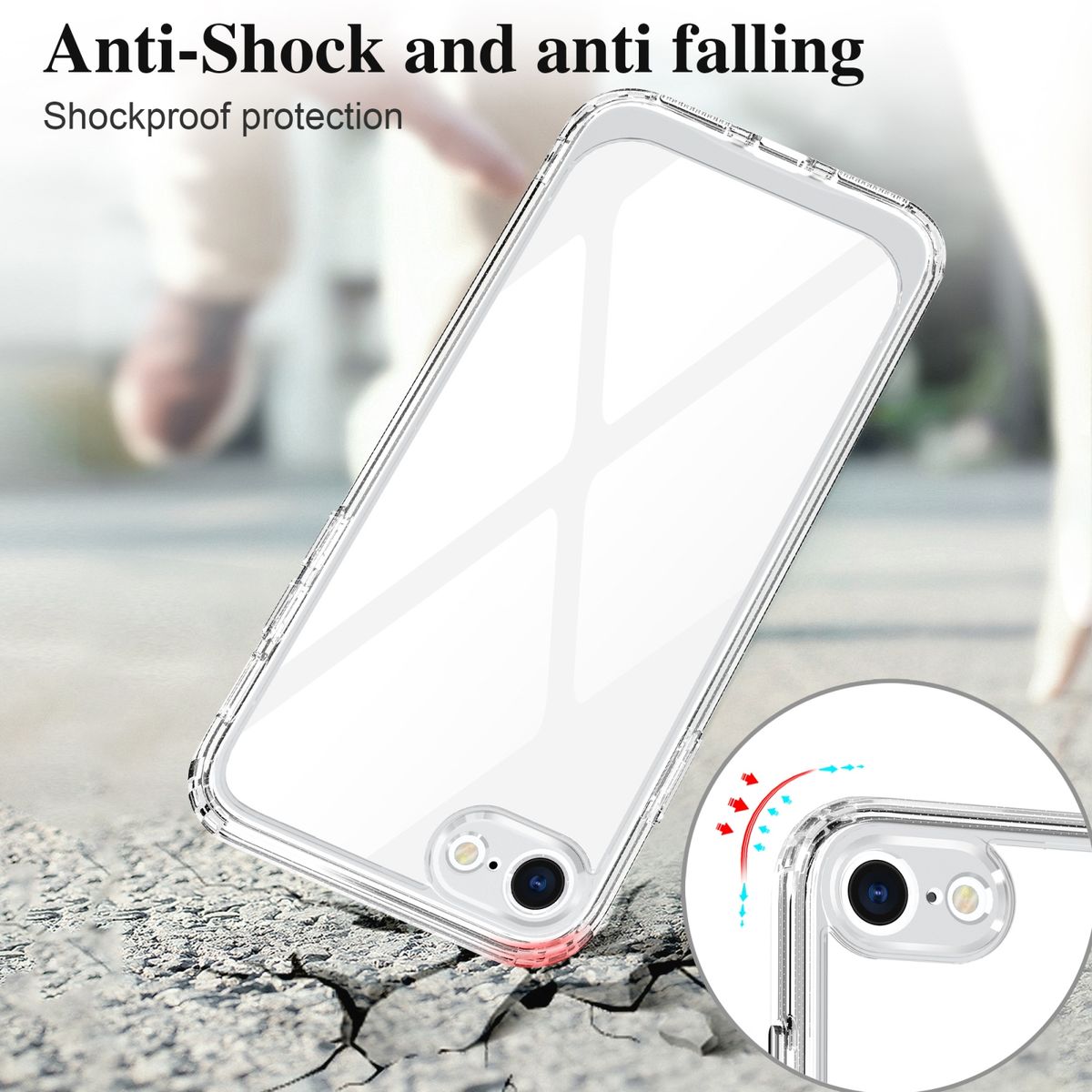 For IPhone SE 2022 / SE 2020 / 8 / 7 Crystal Clear Shockproof PC + TPU Protective Case(Transparent)