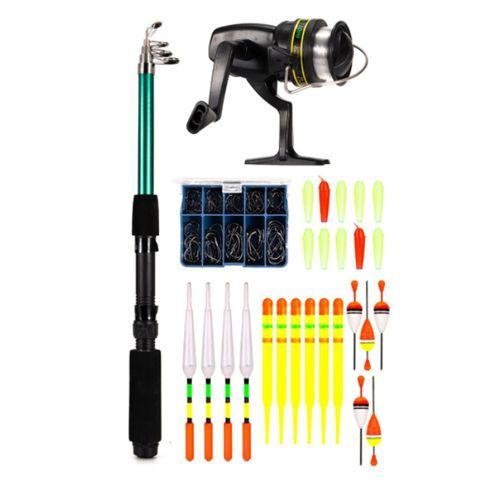 1.6m Travel Telescopic Spinning Fishing Rod Complete Tackle Kit Combo