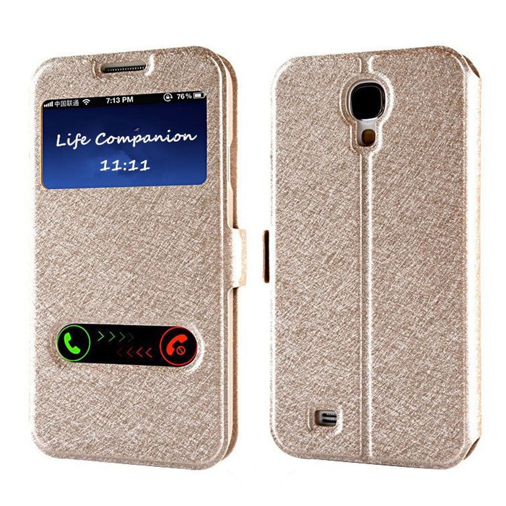 Silk Pattern Leather Double Viewing Window Cover Stand For Samsung Galaxy S6