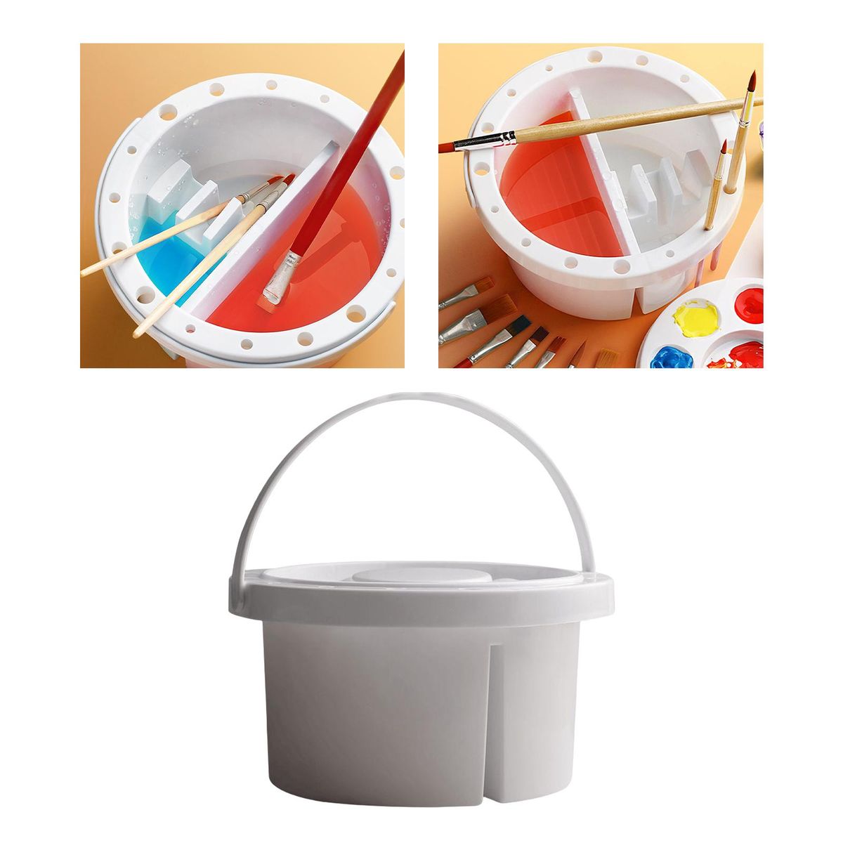 Paint Brush Washer Contains A Pallet Tub For Watercolor
