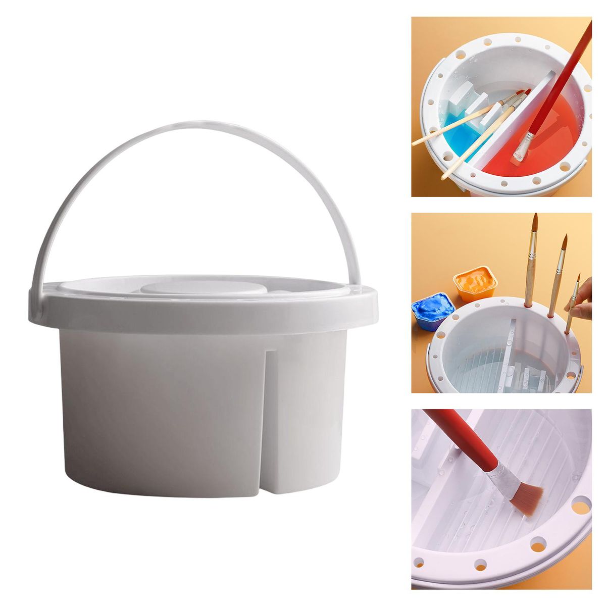 Paint Brush Washer Contains A Pallet Tub For Watercolor