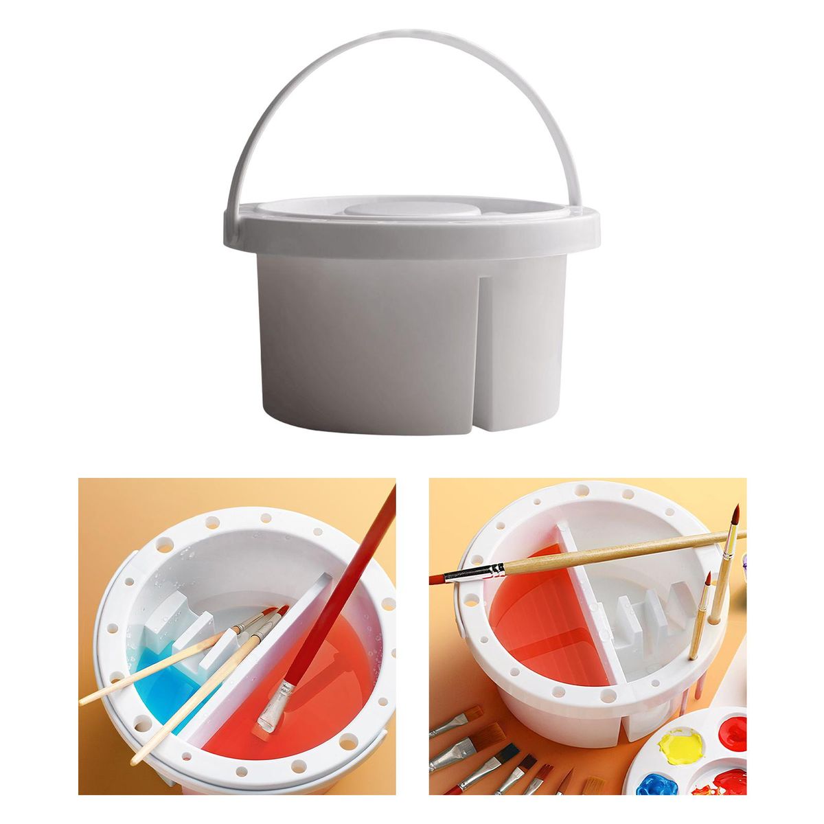 Paint Brush Washer Contains A Pallet Tub For Watercolor