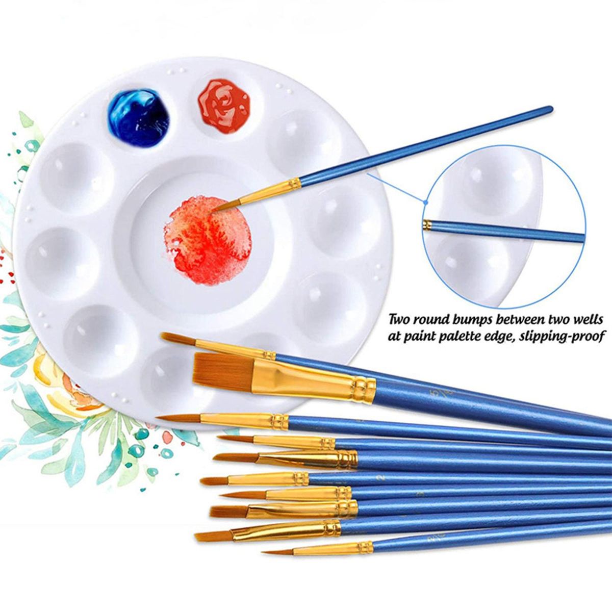 25Pcs Paint Brushes Palette Set Tool Face Body Long Wooden Handle DIY